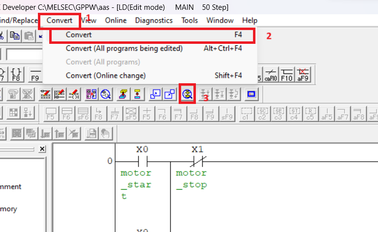 How to Convert program in mitsubishi gx developer